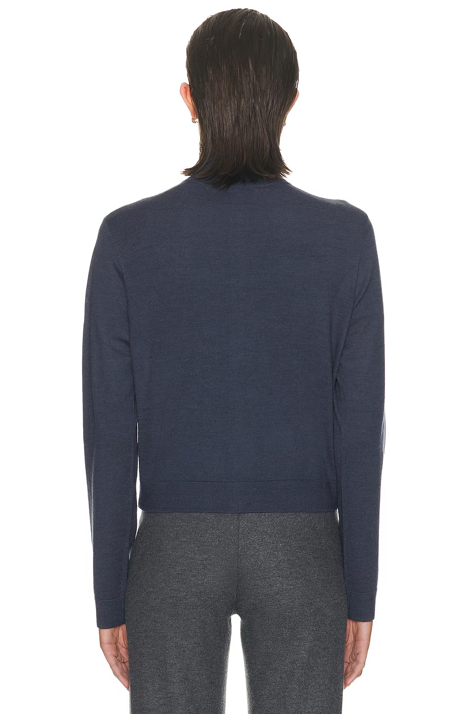 James Mock Neck Cardigan Marine Melange