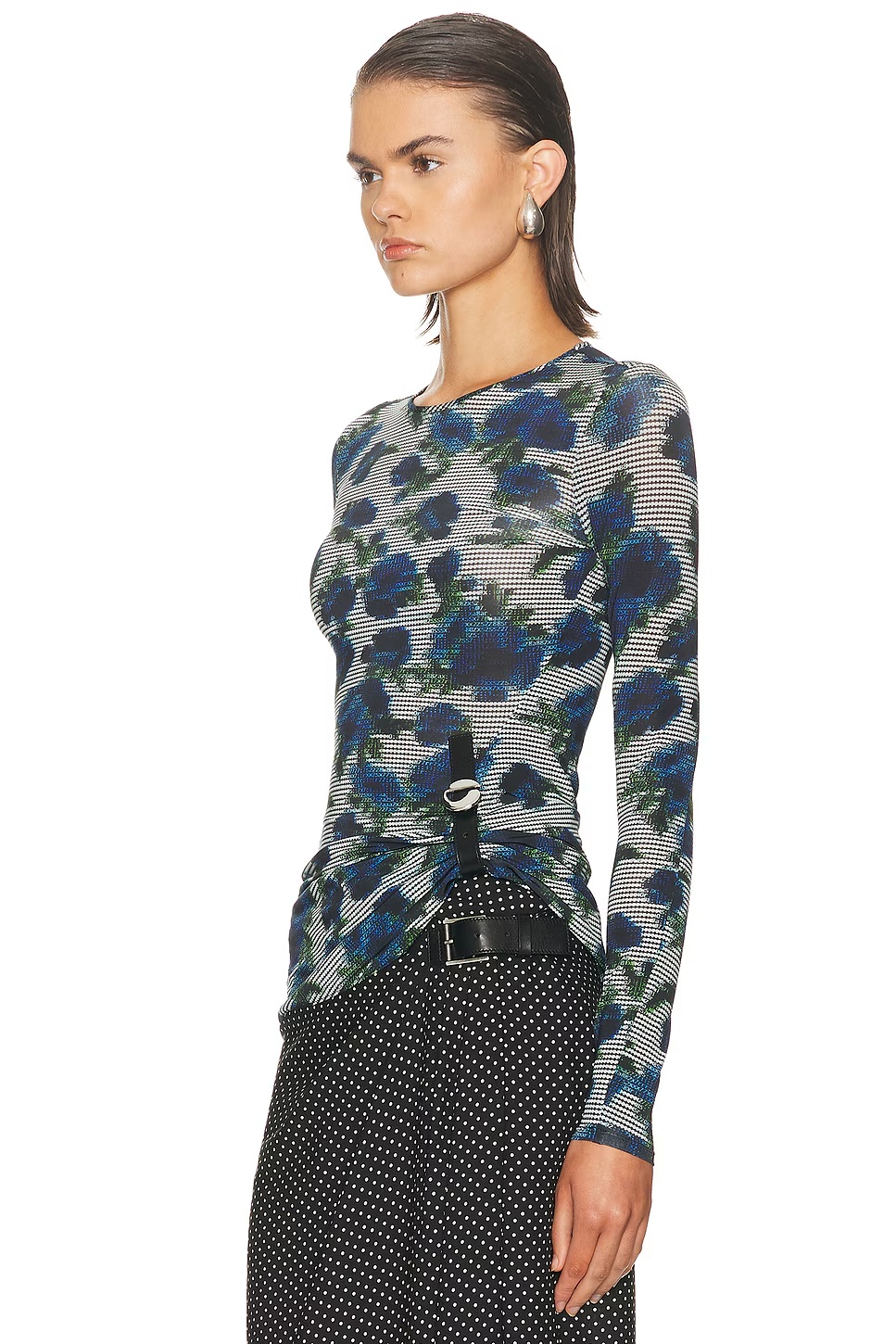 Suspended Ascii Top Print Blue