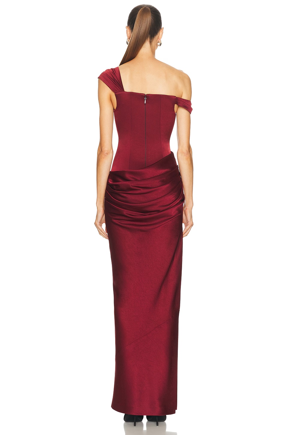 Off Shoulder Longline Sweetheart Drape Column Dress Port 4 Off Shoulder Longline Sweetheart Drape Column Dress Port