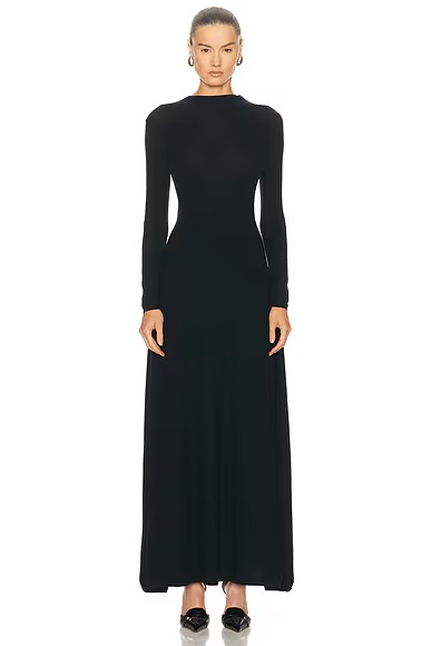 Crewneck Column Dress Black