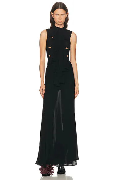 ALAΪA Bow Fit Dress Noir Alaia