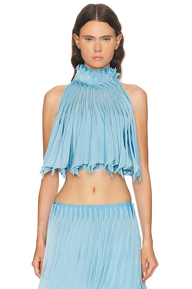 ALAΪA Halter Top Bleu Glacier