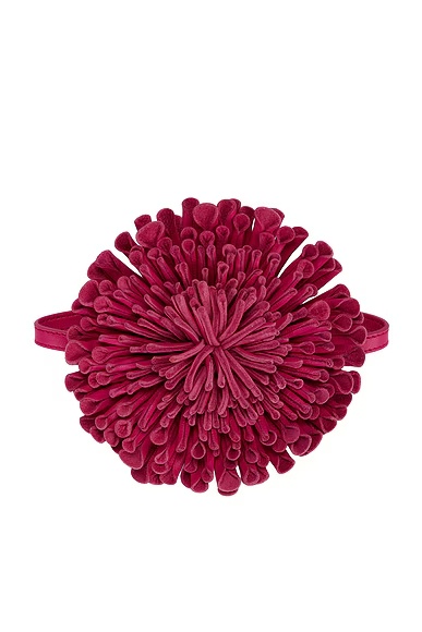 Leather Flower Necklace Framboise