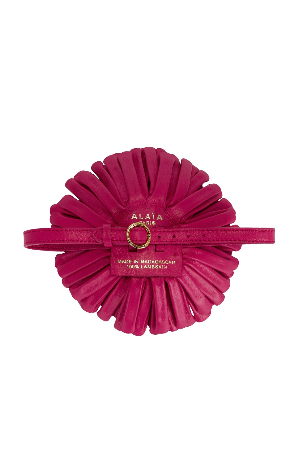 Leather Flower Necklace Framboise
