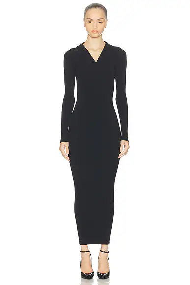 Hooded Bodycon Dress Noir