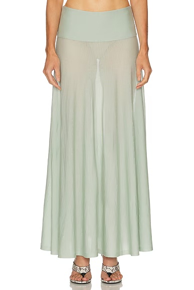 ALAΪA Maxi Skirt Vert Amande