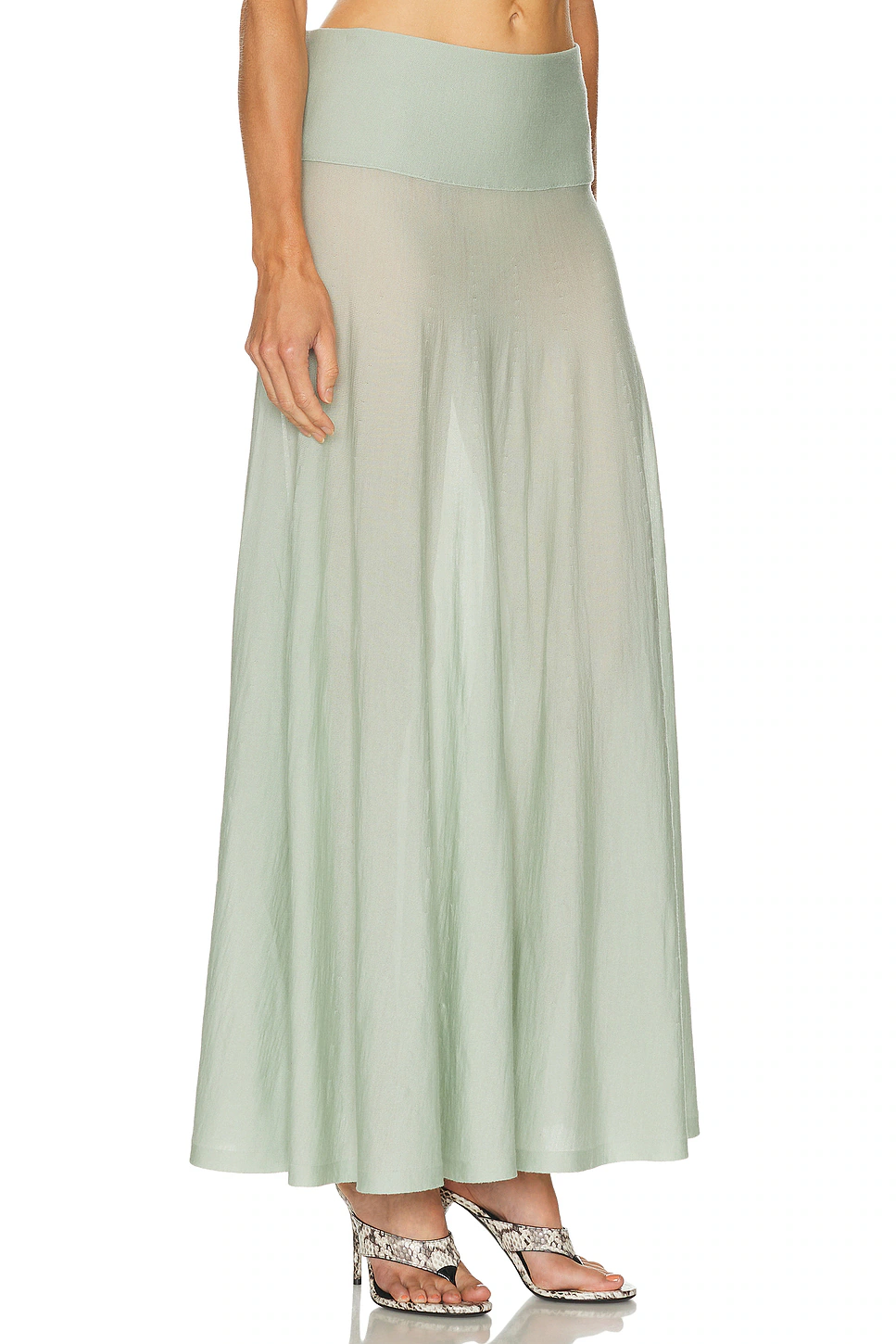 ALAΪA Maxi Skirt Vert Amande