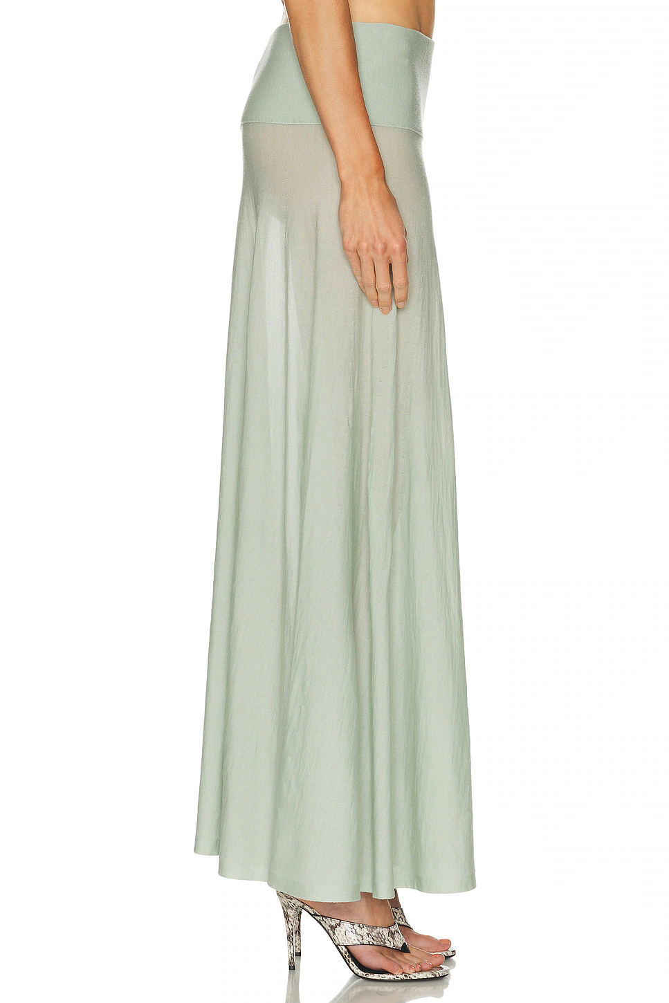 ALAΪA Maxi Skirt Vert Amande