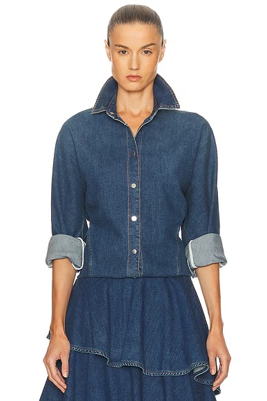 ALAΪA Curved Denim Shirt Bleu Mineral