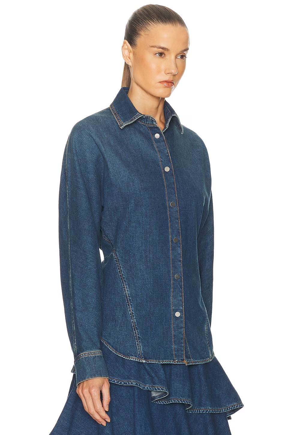 ALAΪA Curved Denim Shirt Bleu Mineral