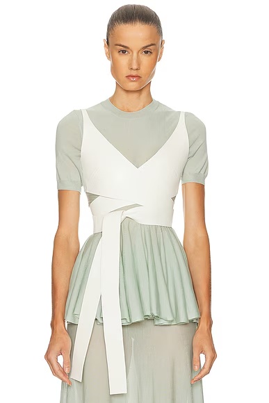 ALAΪA Cross Top Blanc Nacre