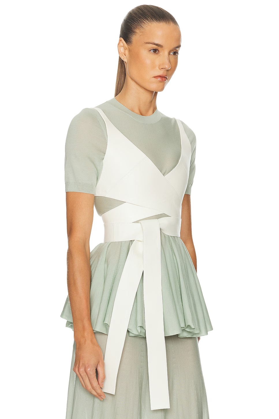 ALAΪA Cross Top Blanc Nacre