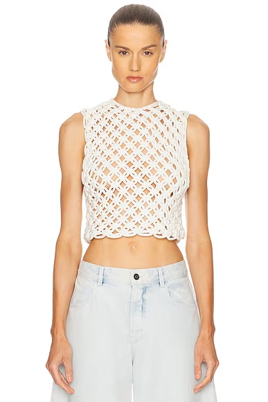 ALAΪA Crop Tank Top Blanc Naturel
