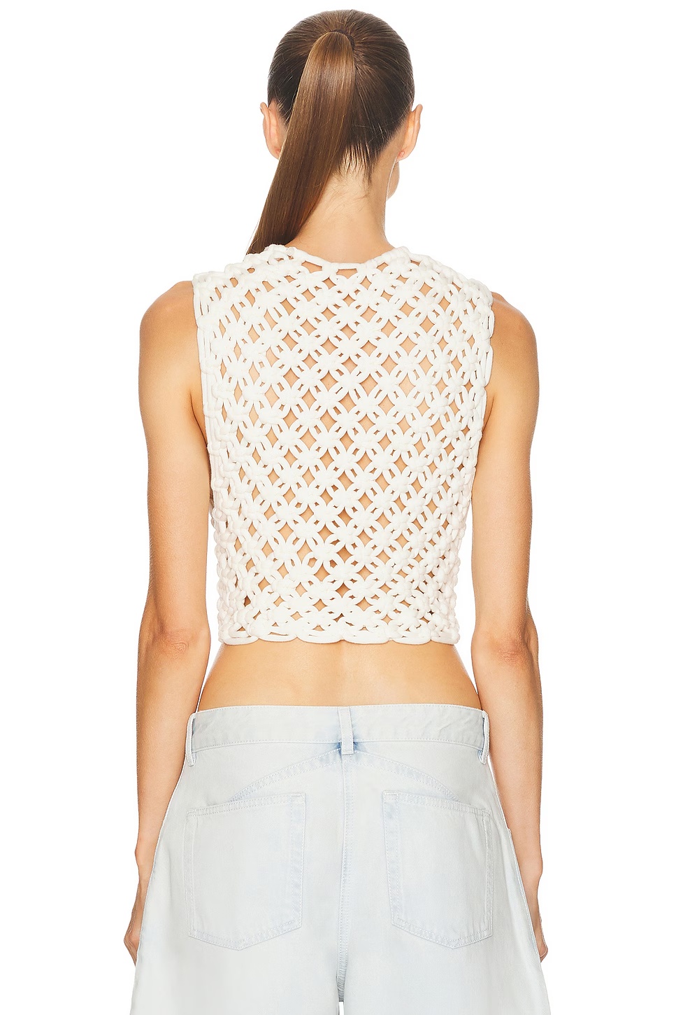ALAΪA Crop Tank Top Blanc Naturel