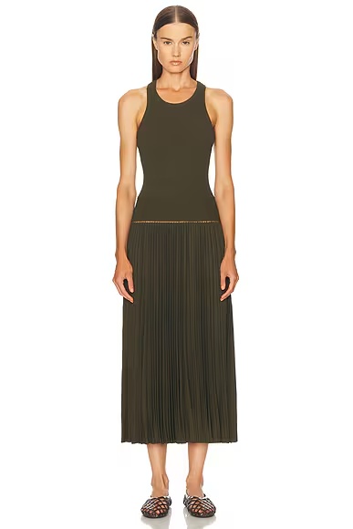Pleated Dress Olive