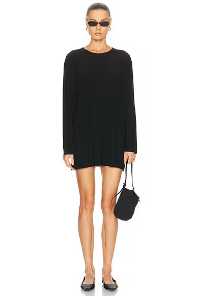 Oversized Long Sleeve Mini Dress Black