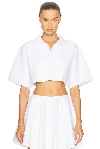 Crop Polo Top Blanc
