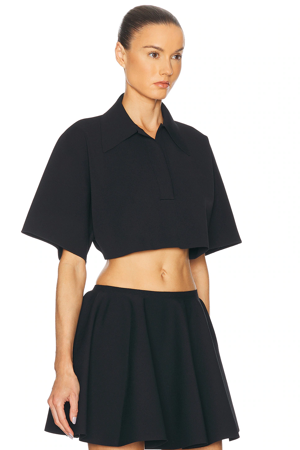 ALAΪA Crop Polo Top Noir Alaia