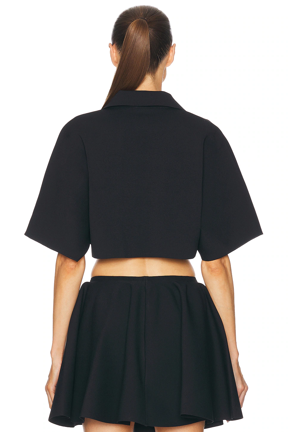 ALAΪA Crop Polo Top Noir Alaia