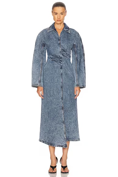 Spiral Trench Coat Bleu Neige
