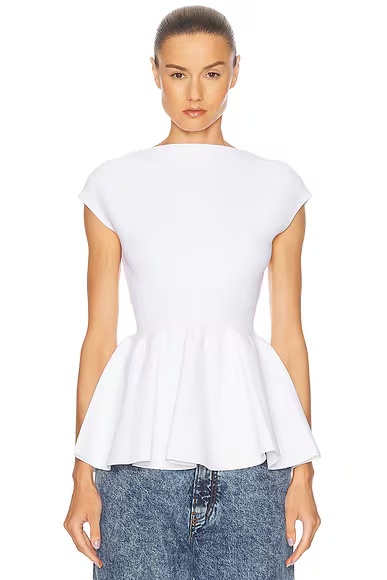 Peplum Top Blanc