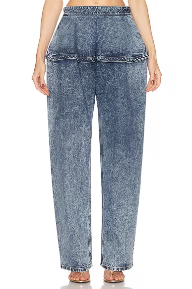 Peplum Wide Leg Jeans Bleu Neige