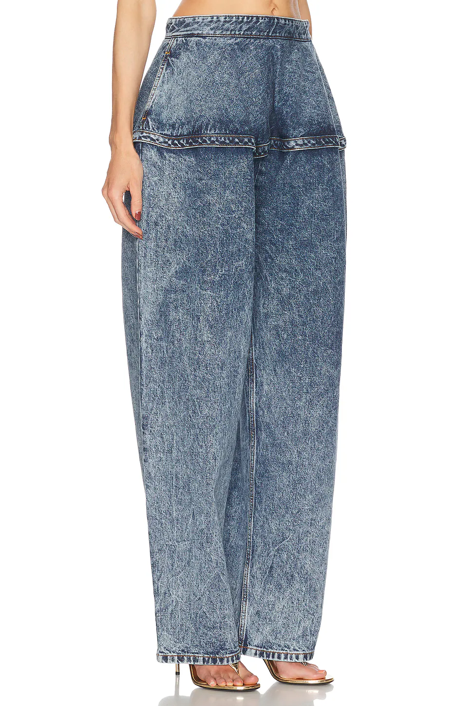 Peplum Wide Leg Jeans Bleu Neige