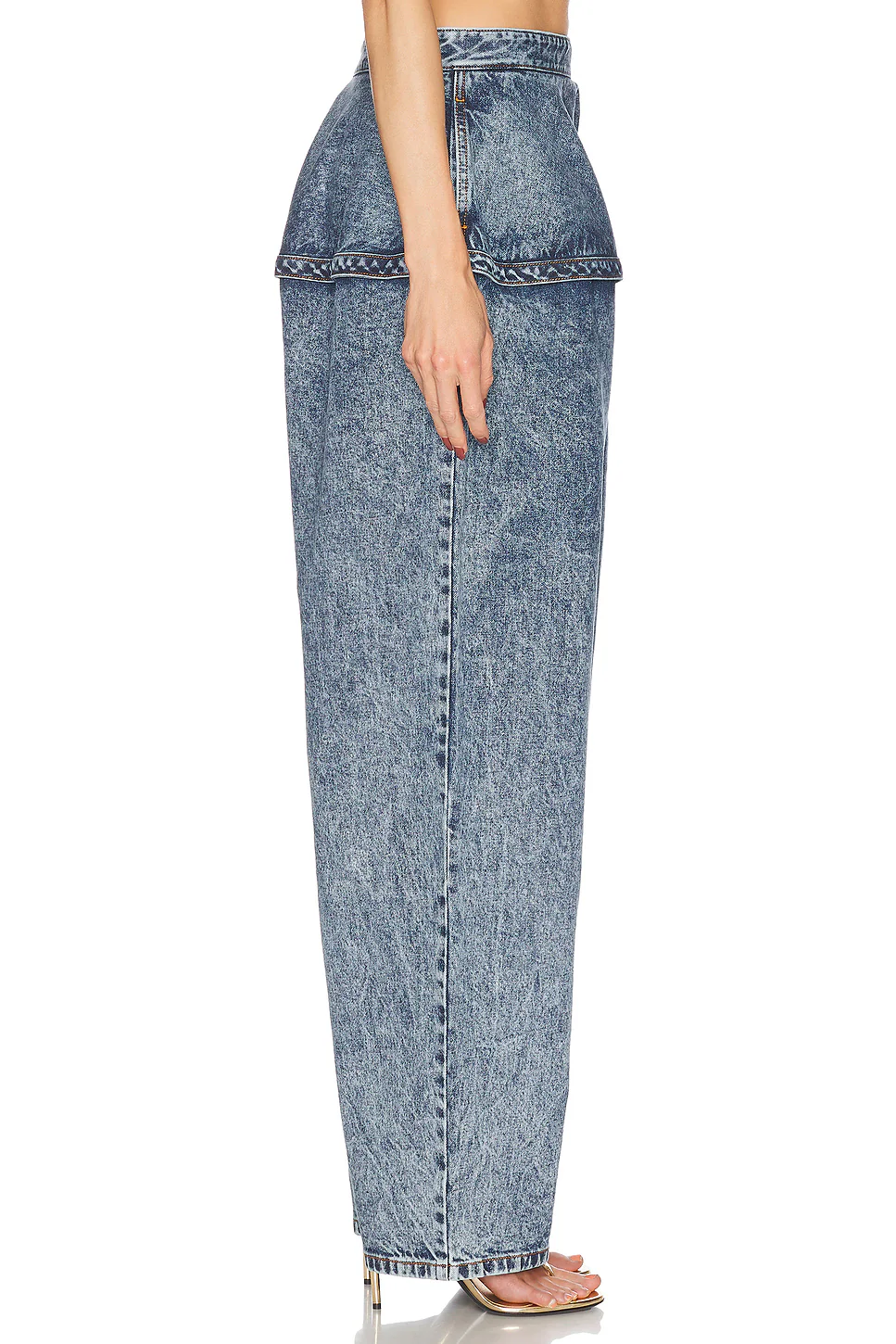 Peplum Wide Leg Jeans Bleu Neige