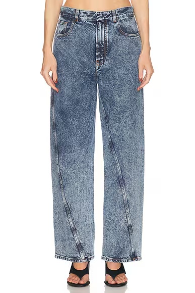 Twisted Wide Leg Jeans Bleu Neige