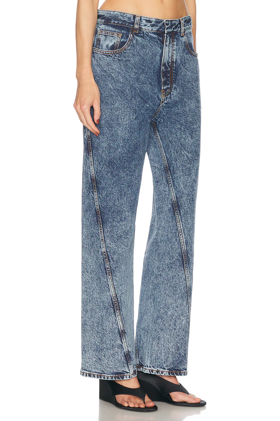 Twisted Wide Leg Jeans Bleu Neige