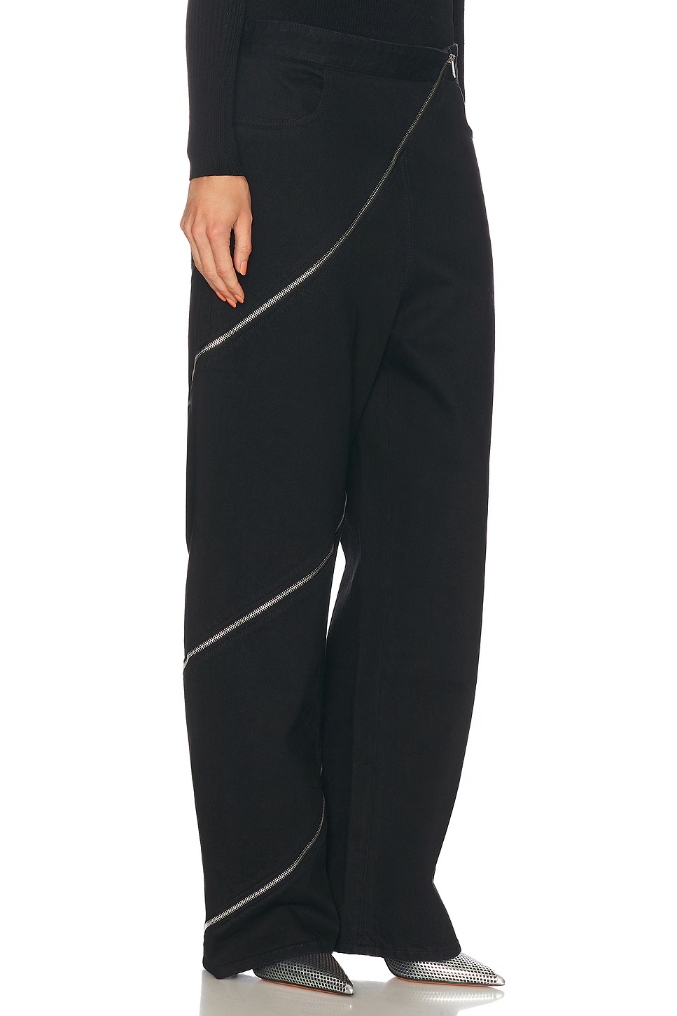 Spiral Wide Leg Jeans Noir