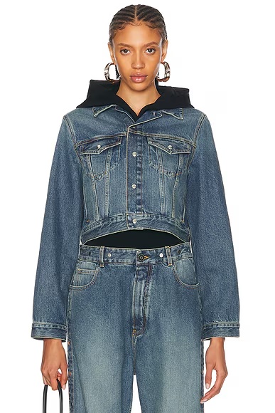 Hooded Denim Jacket Bleu Vintage