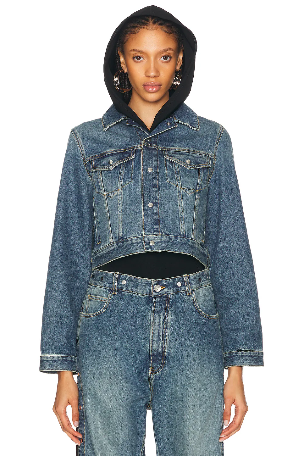 Hooded Denim Jacket Bleu Vintage