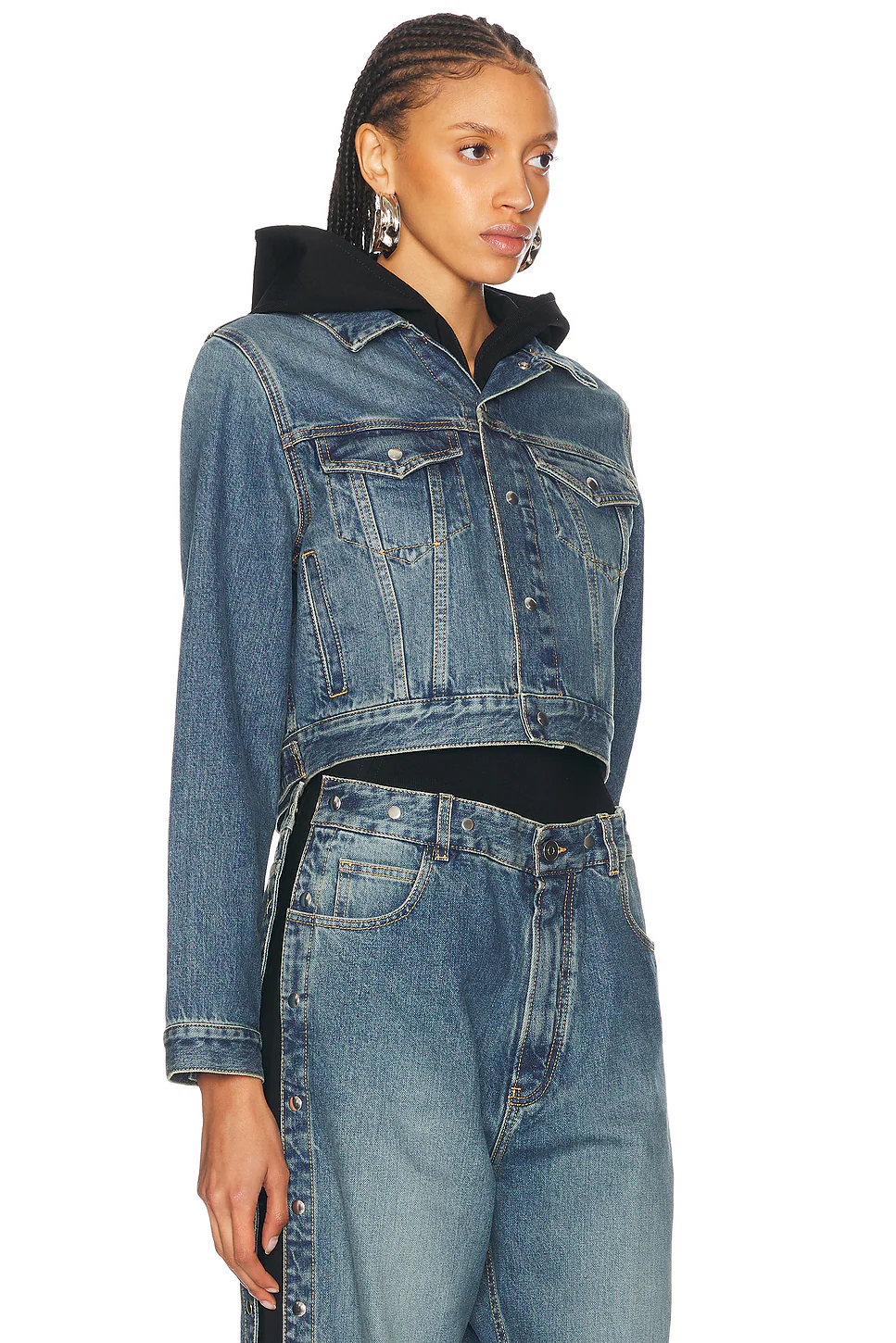 Hooded Denim Jacket Bleu Vintage