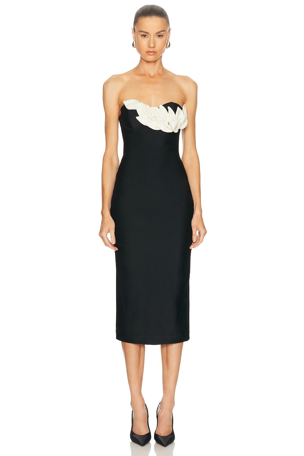 Selene Mesh Midi Dress Black