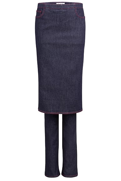Straight Leg With Skirt Jeans Bleu Fonce