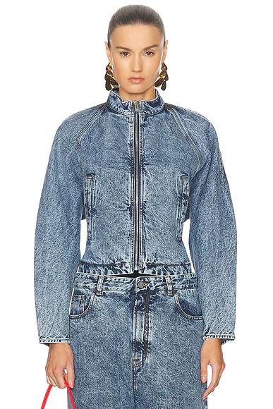 Round Jacket Bleu Neige