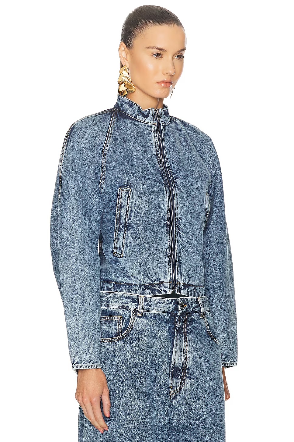 Round Jacket Bleu Neige
