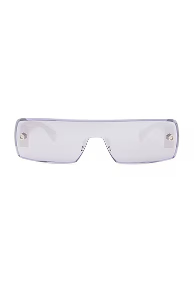 Lettering Logo Rectangular Sunglasses Silver