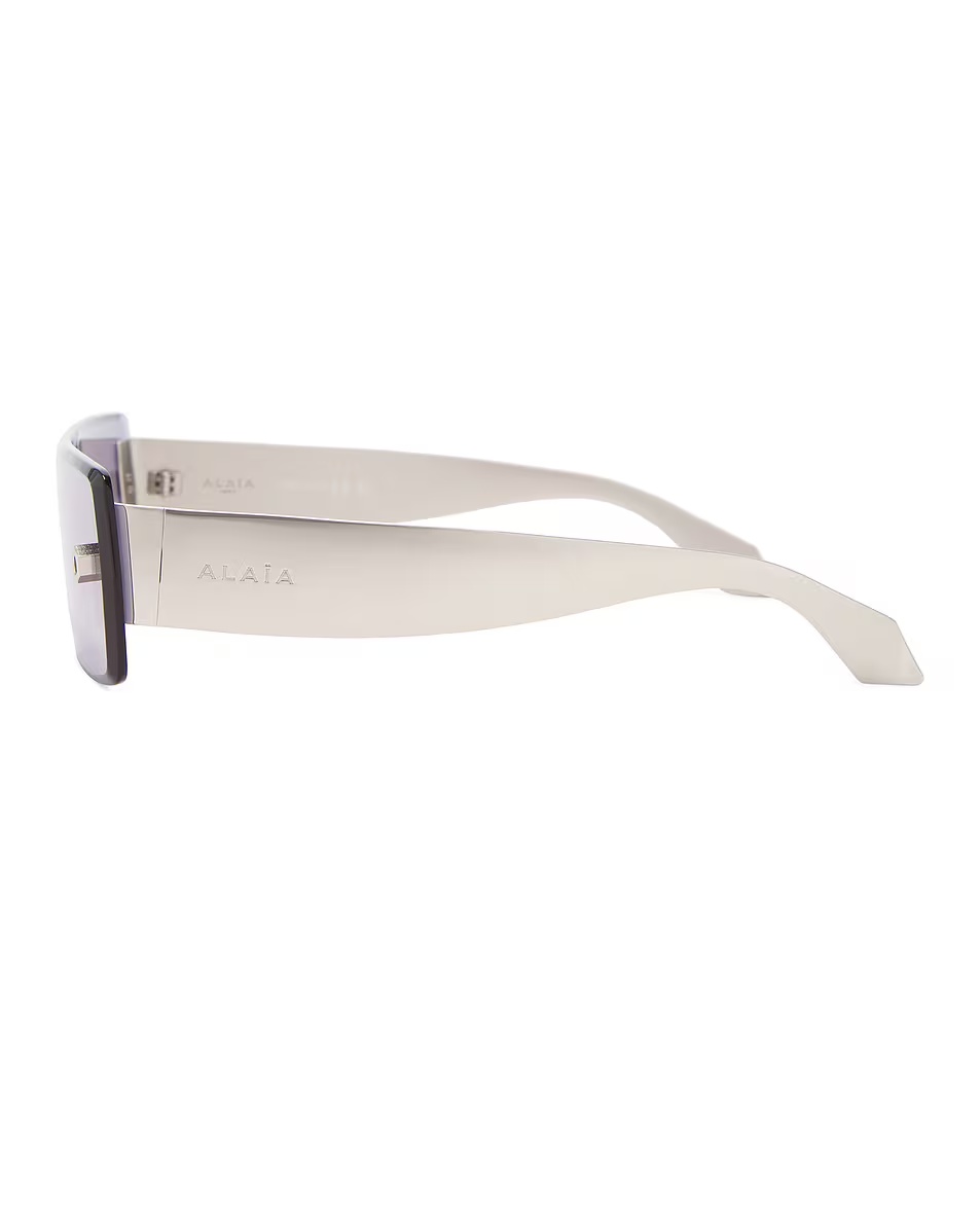 Lettering Logo Rectangular Sunglasses Silver