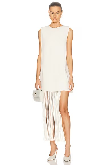 Mackenzie Removable Fringe Dress Off White