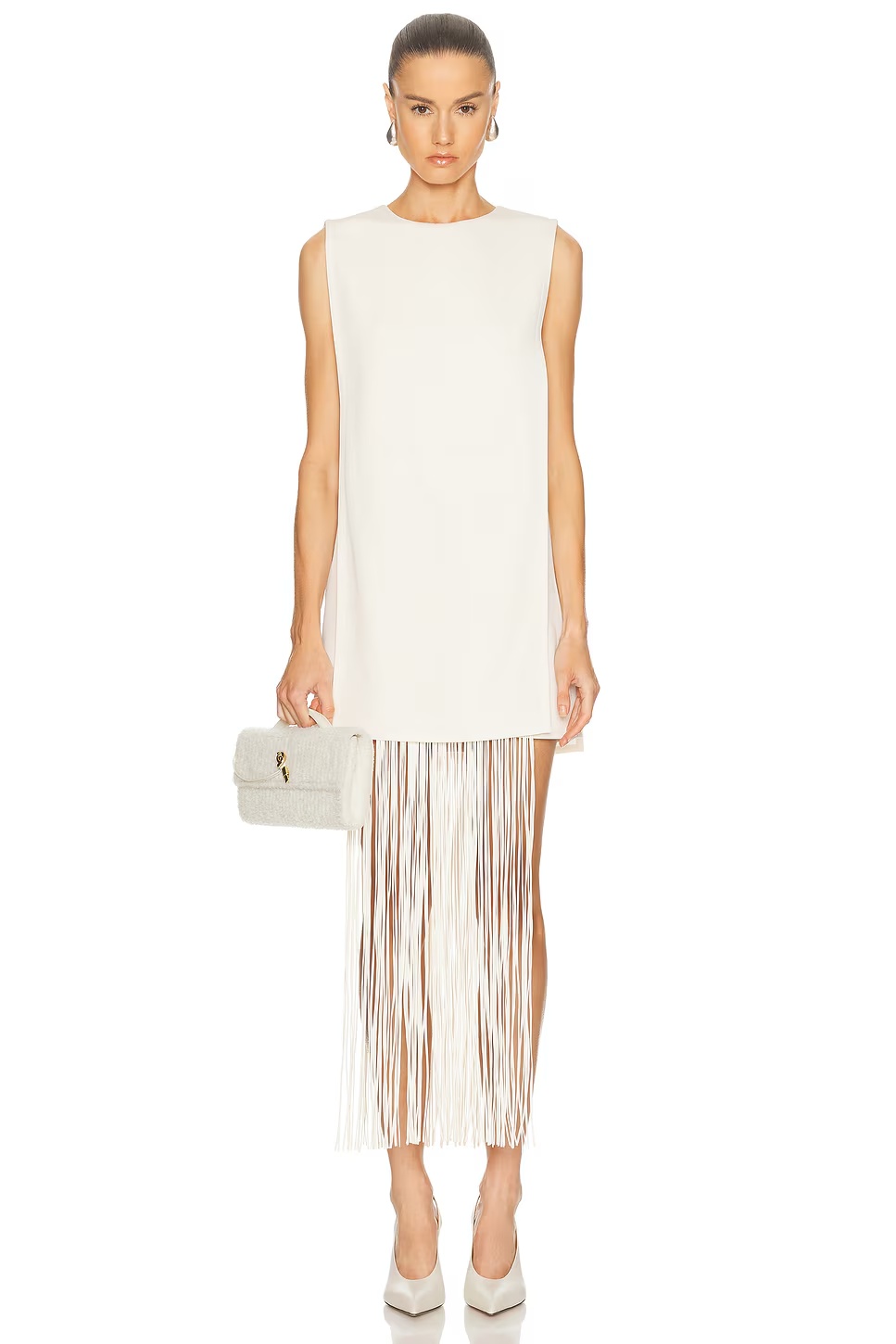 Mackenzie Removable Fringe Dress Off White