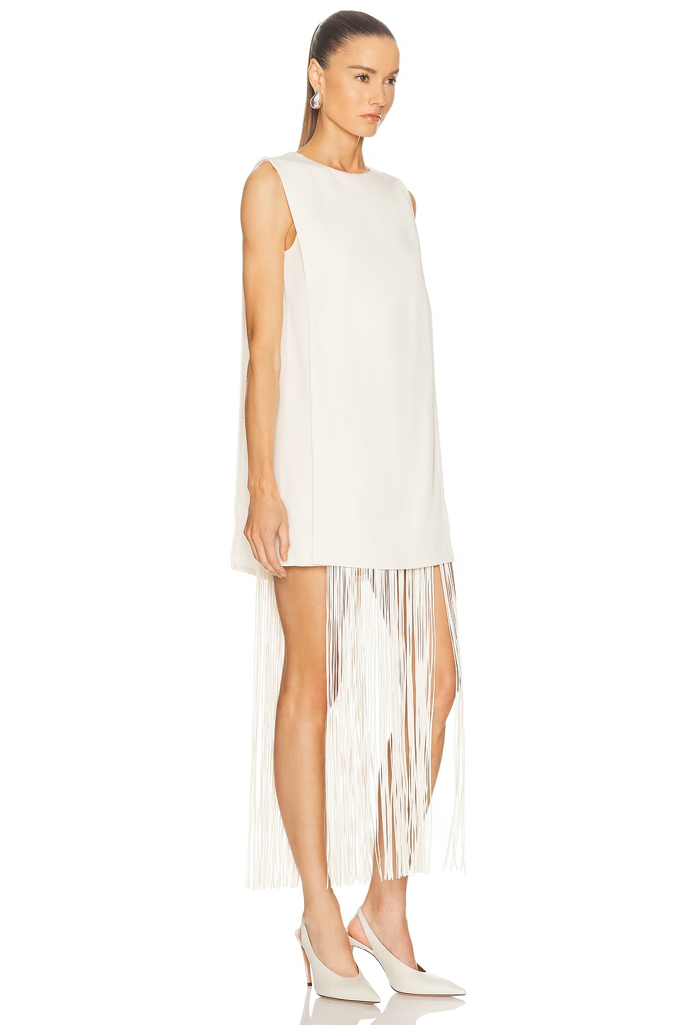 Mackenzie Removable Fringe Dress Off White
