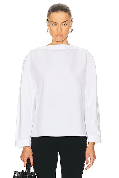 Button Up Top Blanc