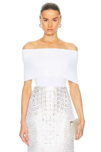 O-shoulder Bodysuit Blanc