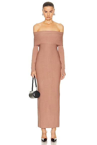 Off The Shoulder Dress in Nude ALAIA Nude ALA?A