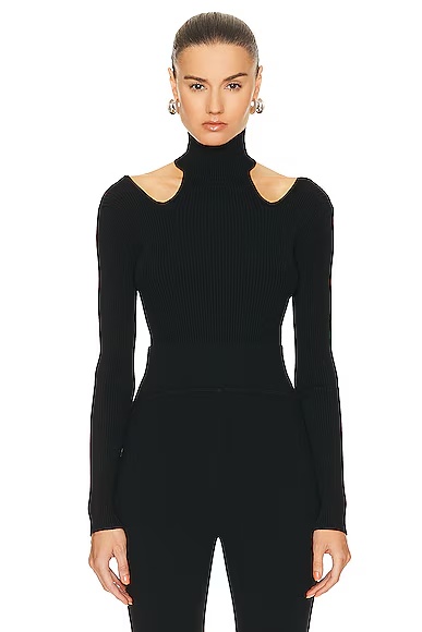 Cut Out Bodysuit Top in Noir ALAIA Noir ALA?A
