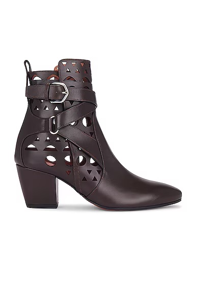 Perforated Ankle Boot Marron Fonce