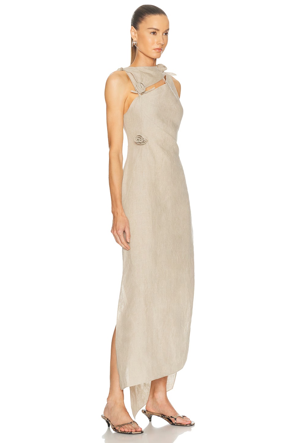 Linen Flower Gown Beige