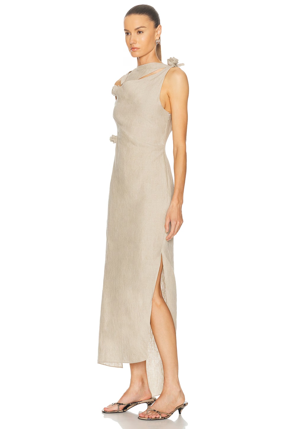 Linen Flower Gown Beige